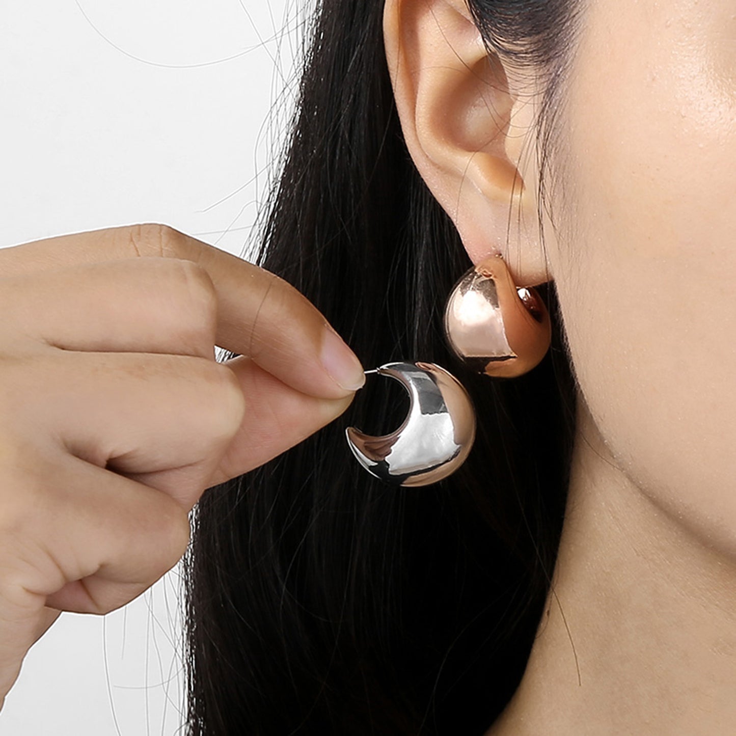 Gold-plated Stainless Steel Moon Shape Earrings