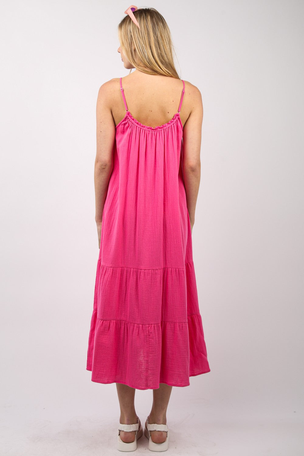 Ruffled A-Line Midi Cami Dress