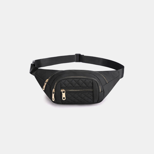 Quilted Multi Pocket Waist Belt Bag