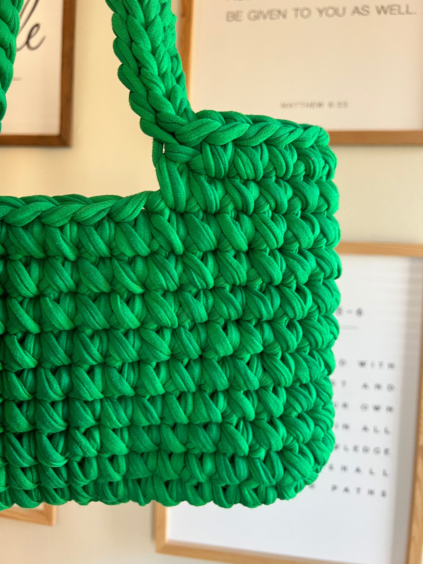 Green Handmade Crochet Fashion Shoulder Bag