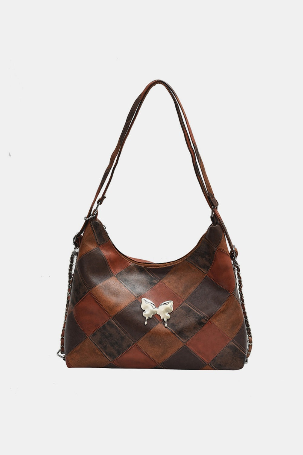 Leather Color Block Shoulder Bag