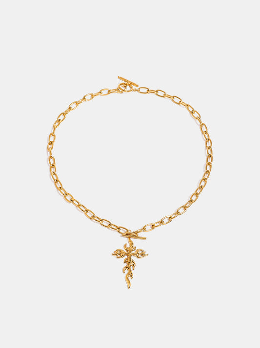 Gold-Plated Stainless Steel Cross Necklace