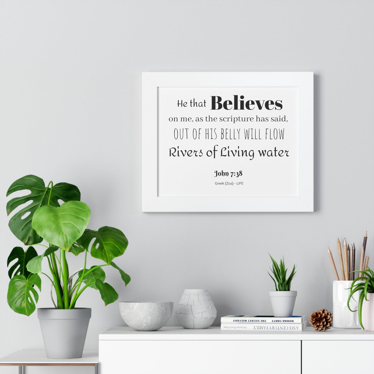 John 7:38 - Framed Horizontal Poster