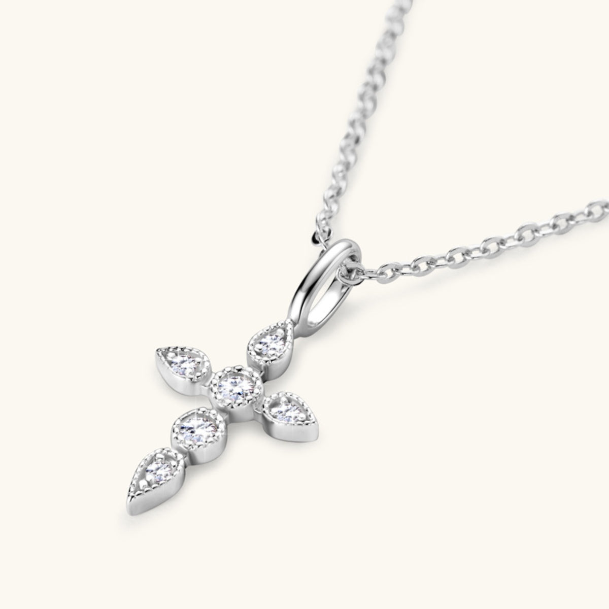 Sterling Silver Moissanite Cross Pendant Necklace