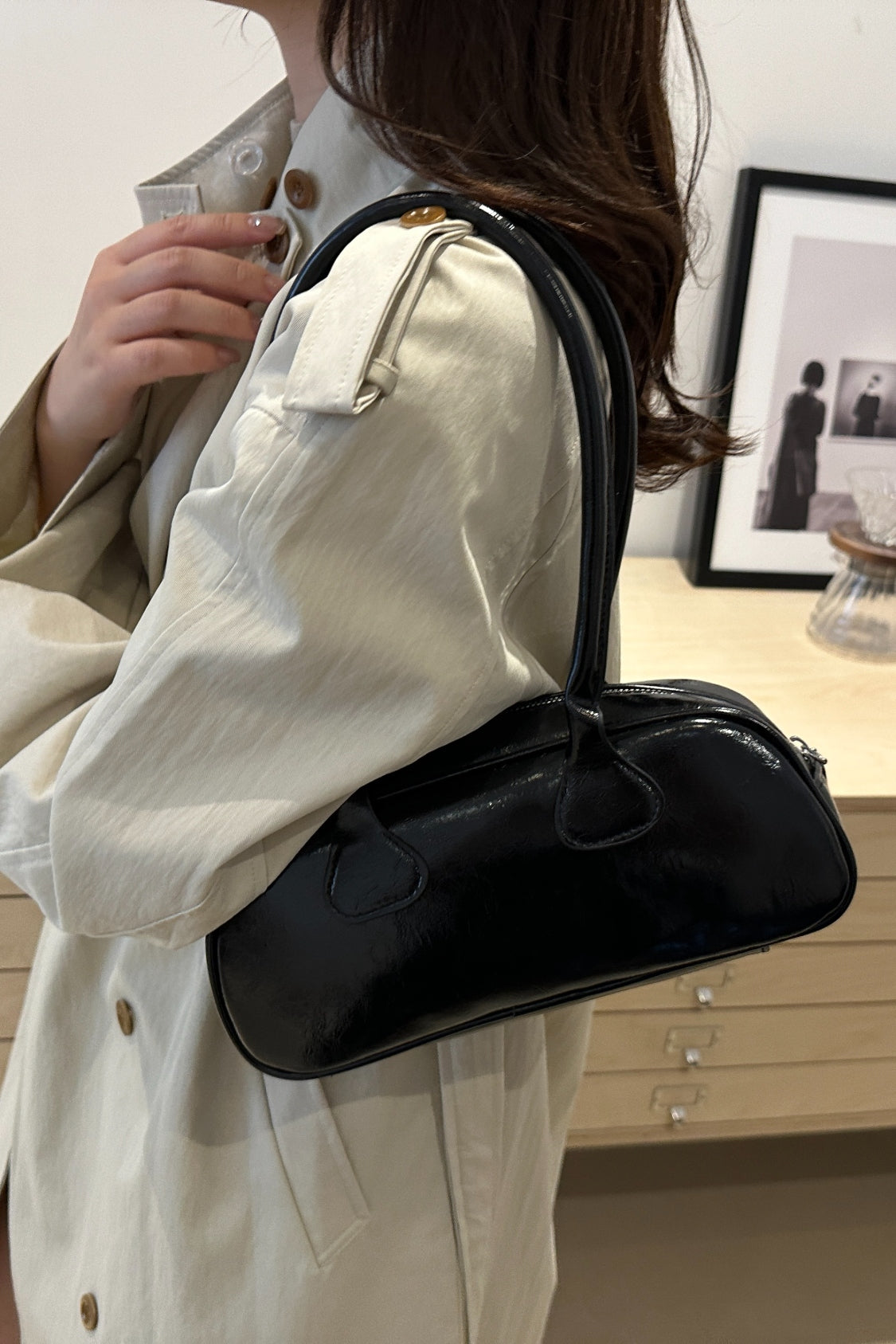 Leather Round Shoulder Bag