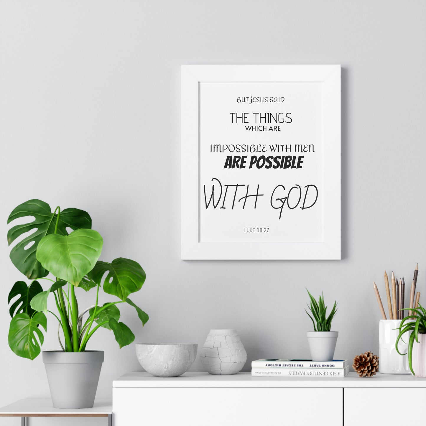 Luke 18:27 - Framed Vertical Poster