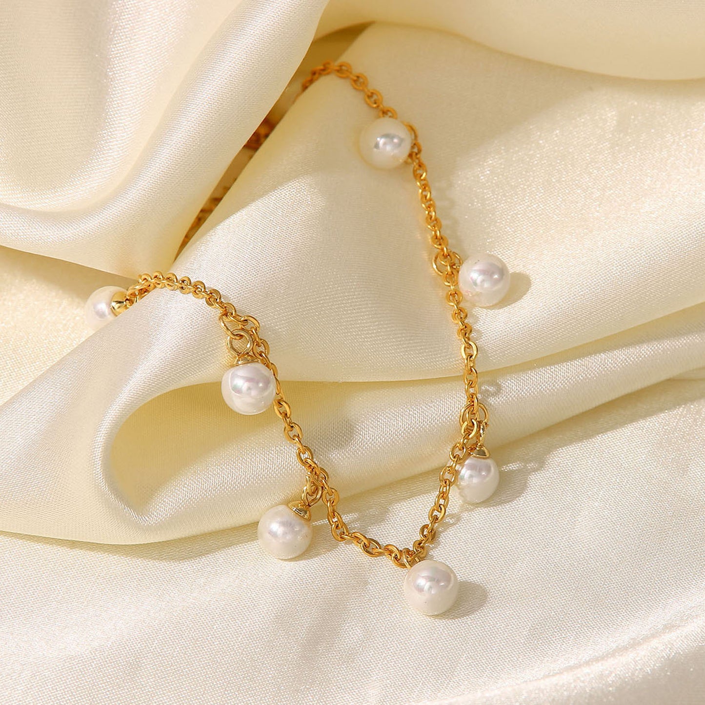 Pearl Gold-Plated Charm Anklet