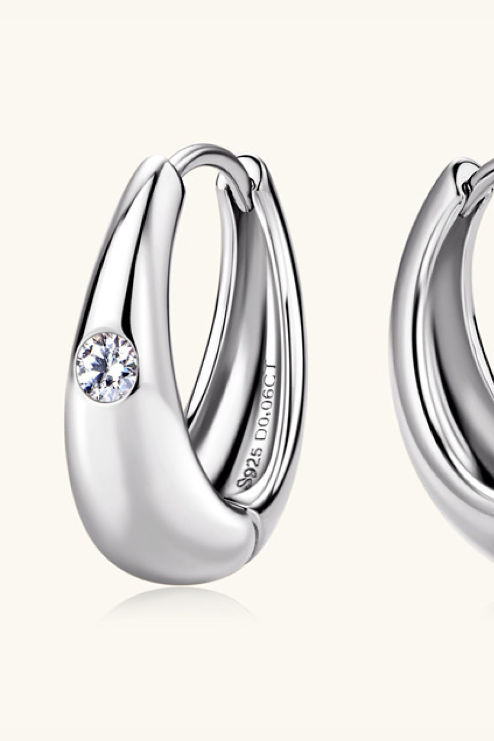 Moissanite Mini Hoop Sterling Silver Earrings