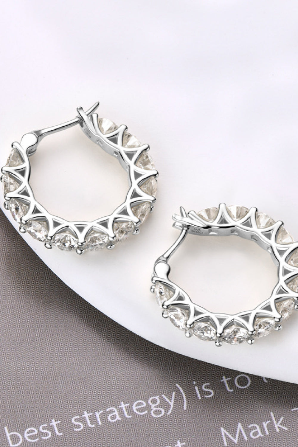 Moissanite Sterling Silver Mini Hoop Earrings