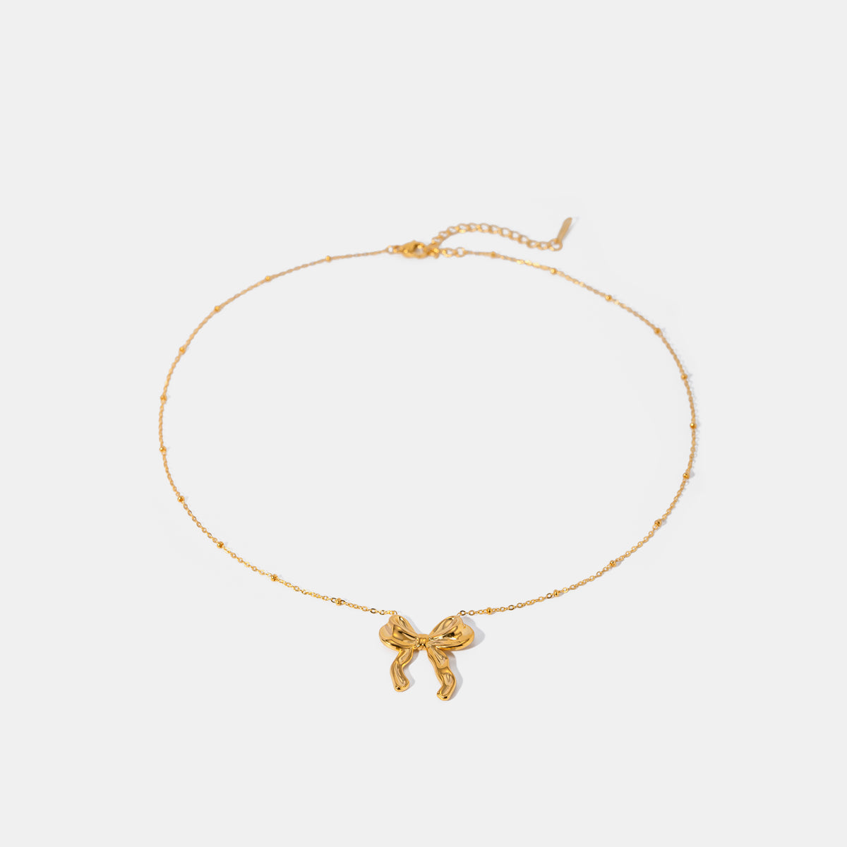 Gold-plated Stainless Steel Bow Pendant Necklace