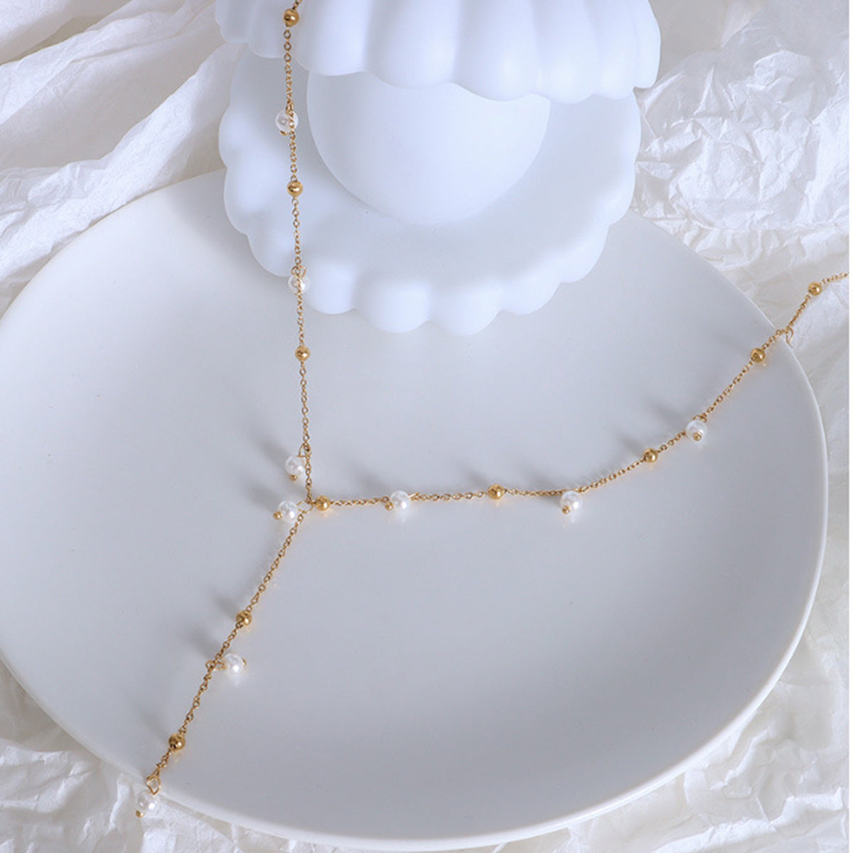 Gold-Plated Pearl Drop Necklace