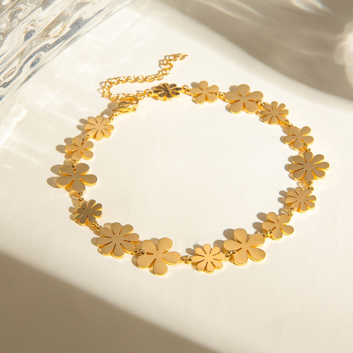 Matching Gold-Plated Flower Bracelet