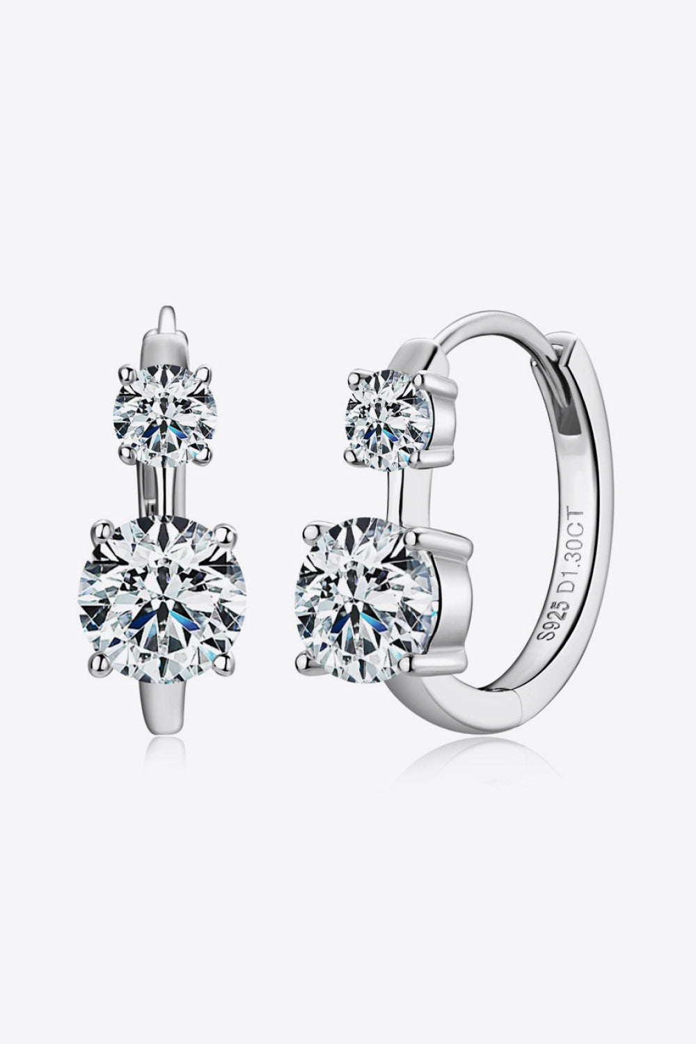 Double stone Moissanite Sterling Silver Earrings