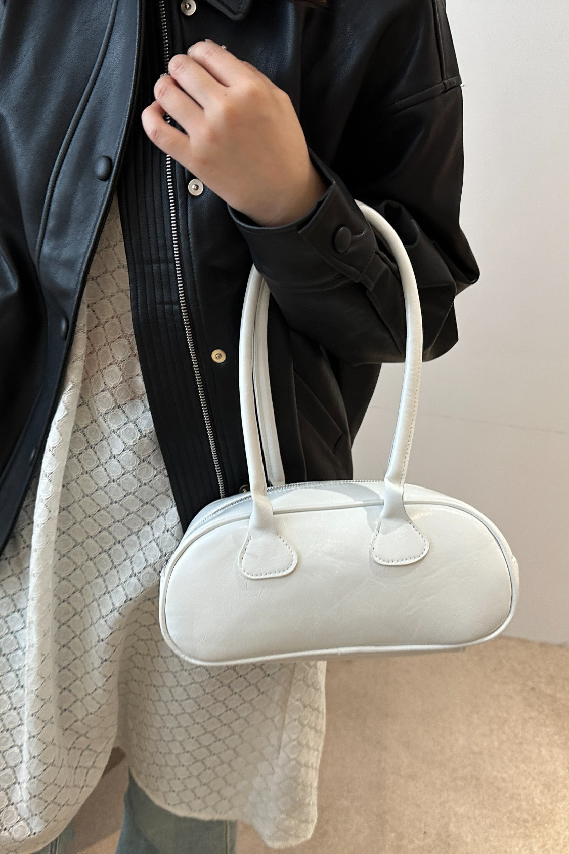 Leather Round Shoulder Bag