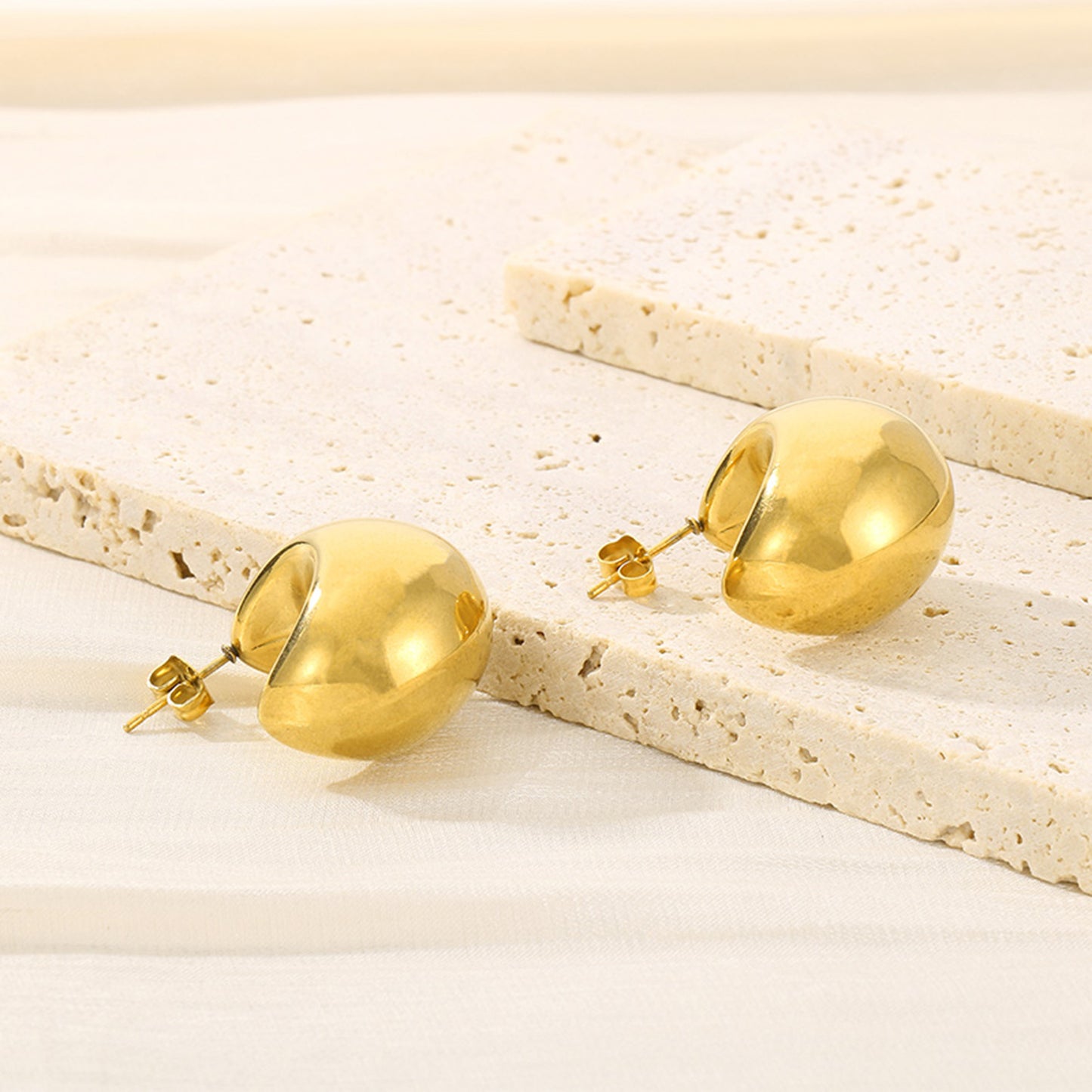 Gold-plated Stainless Steel Moon Shape Earrings