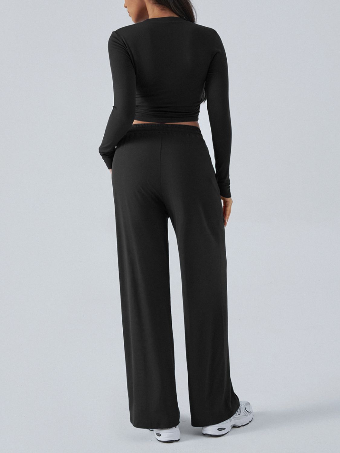 Round Neck Long Sleeve Top and Pants Set