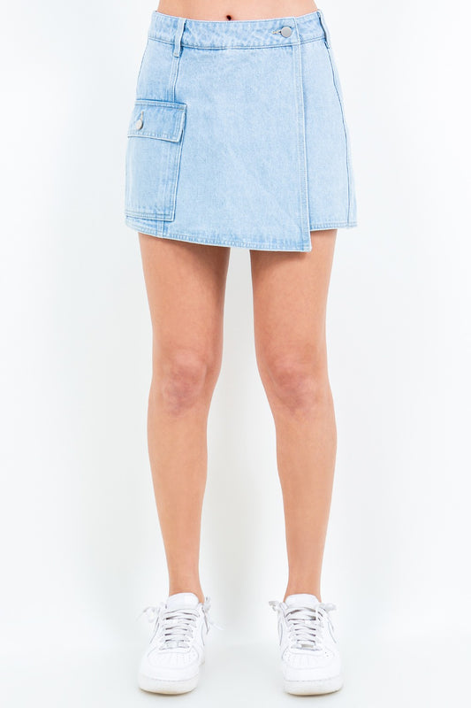 Cargo Pocket Mini Denim Skort