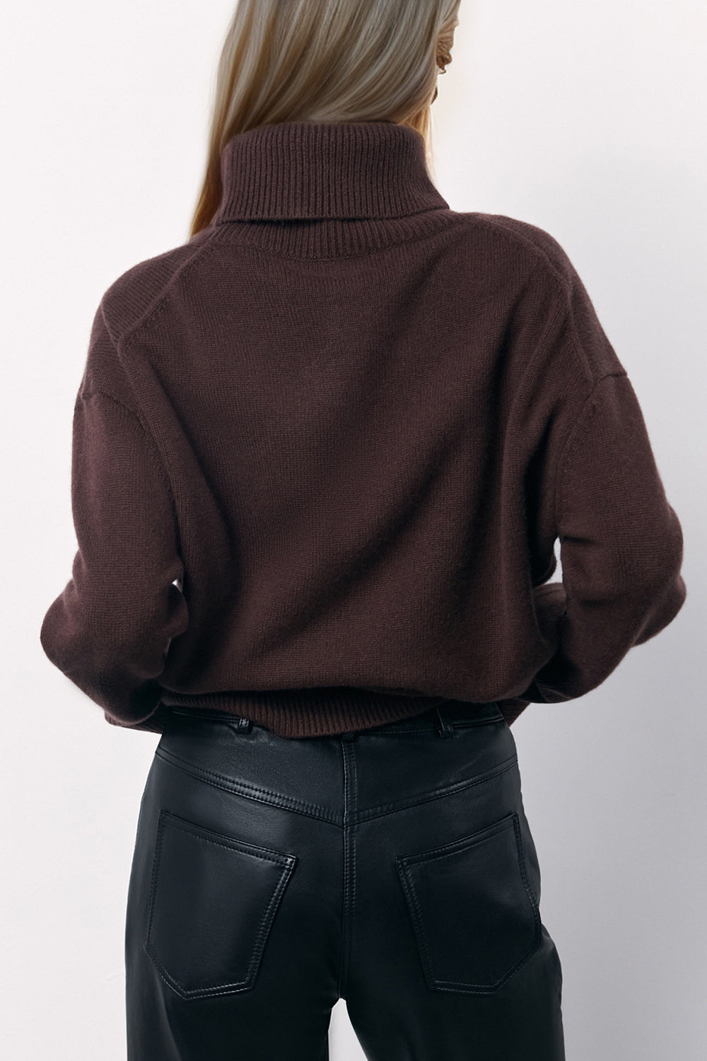 Turtleneck Long Sleeve Dropped Shoulder Sweater ONE SIZE