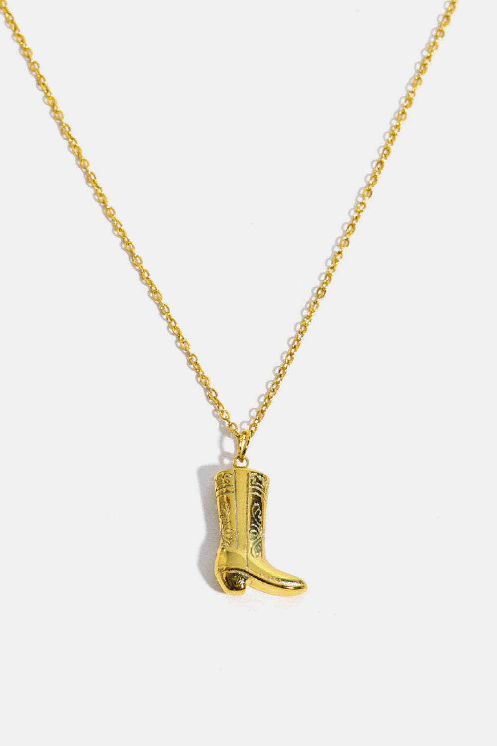 Cowboy Boot Pendant Stainless Steel  gold-plated Necklace