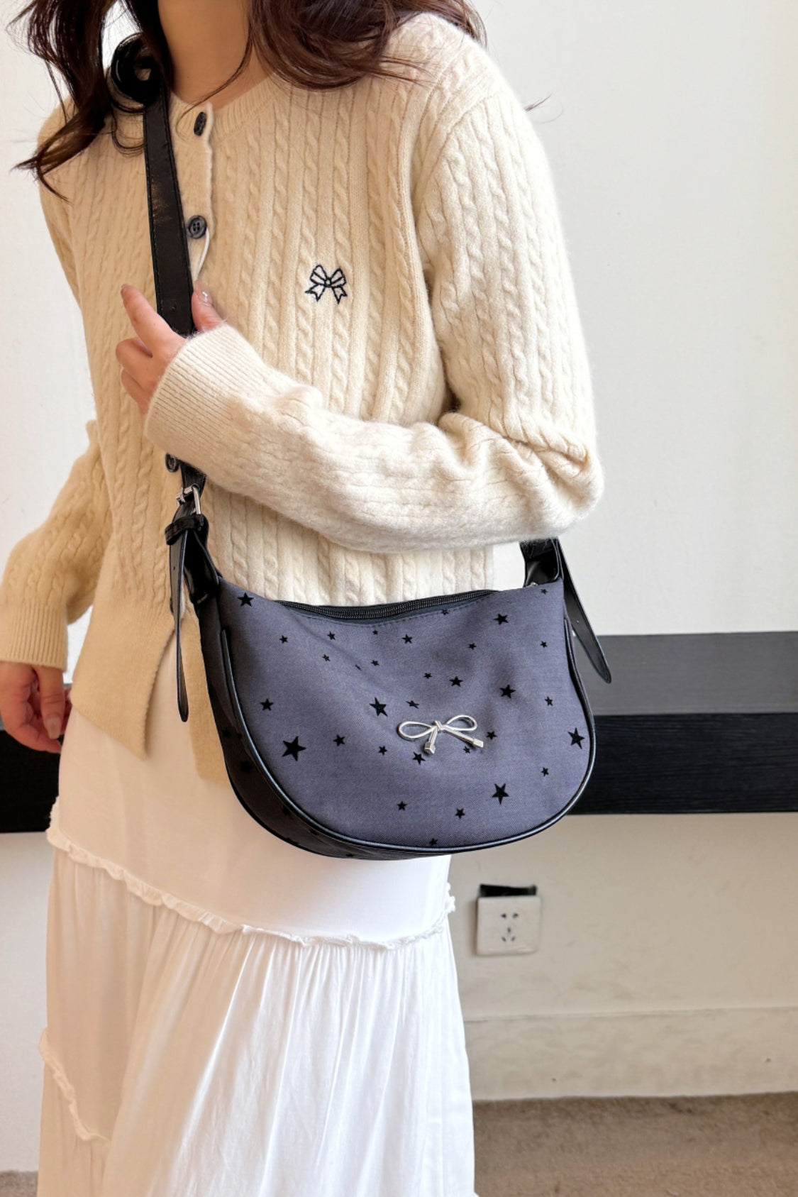 Printed Adjustable Strap Crossbody Bag