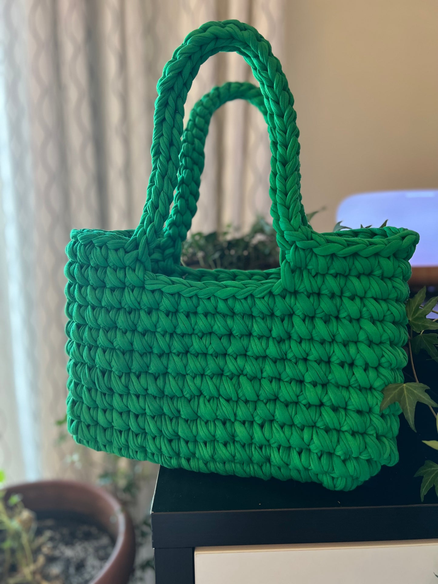 Green Handmade Crochet Fashion Shoulder Bag