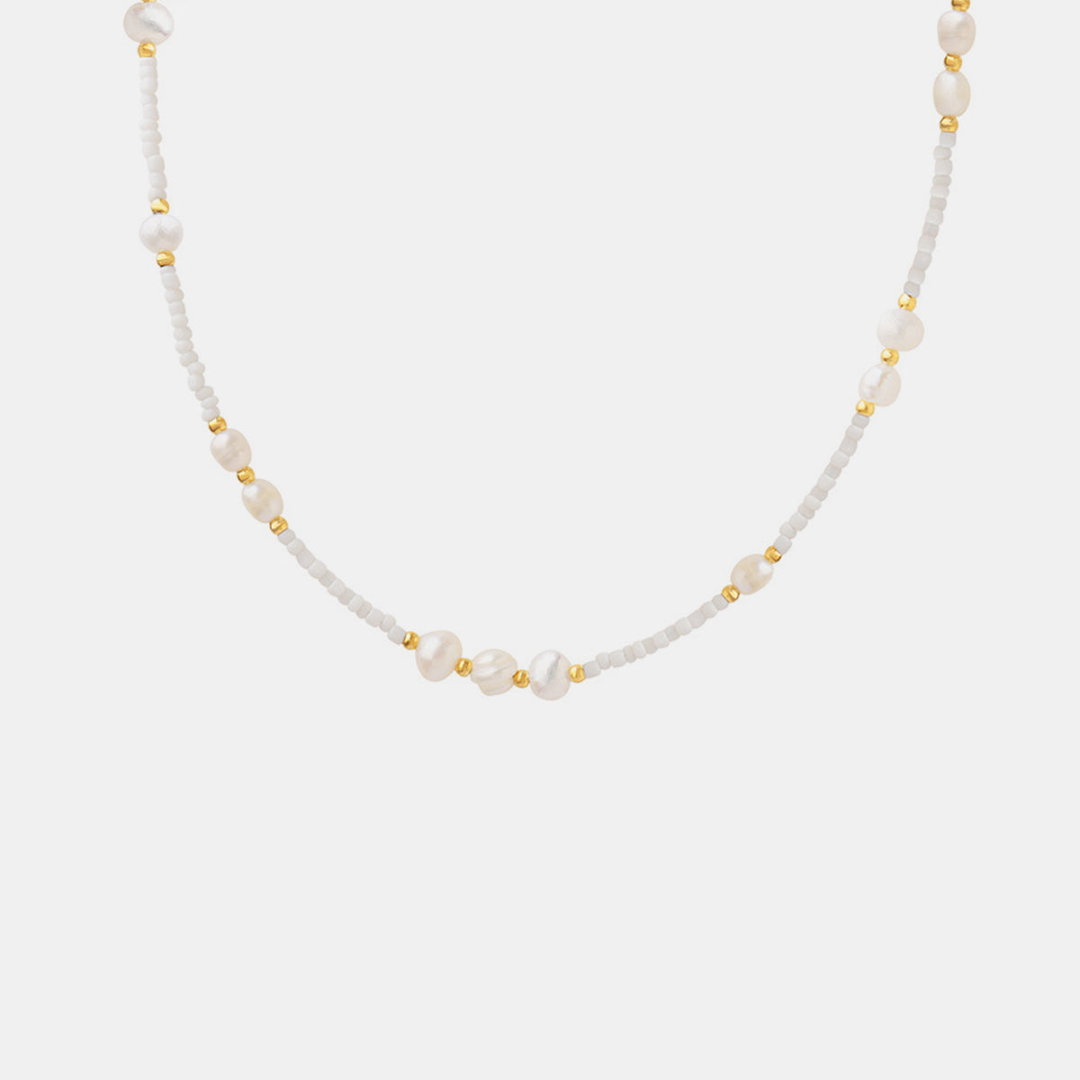 Gold-plated Titanium Steel Glass Bead Freshwater Pearl Necklace