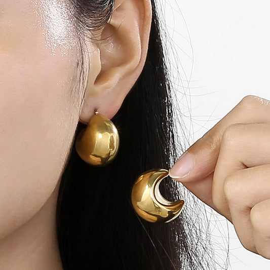 Gold-plated Stainless Steel Moon Shape Earrings