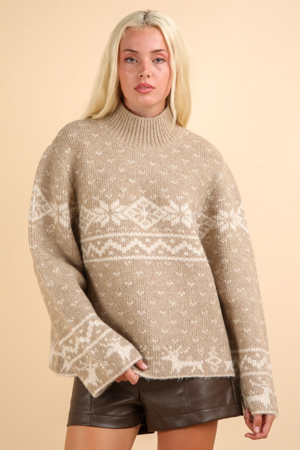 Holiday Element Mock Neck Long Sleeve Sweater