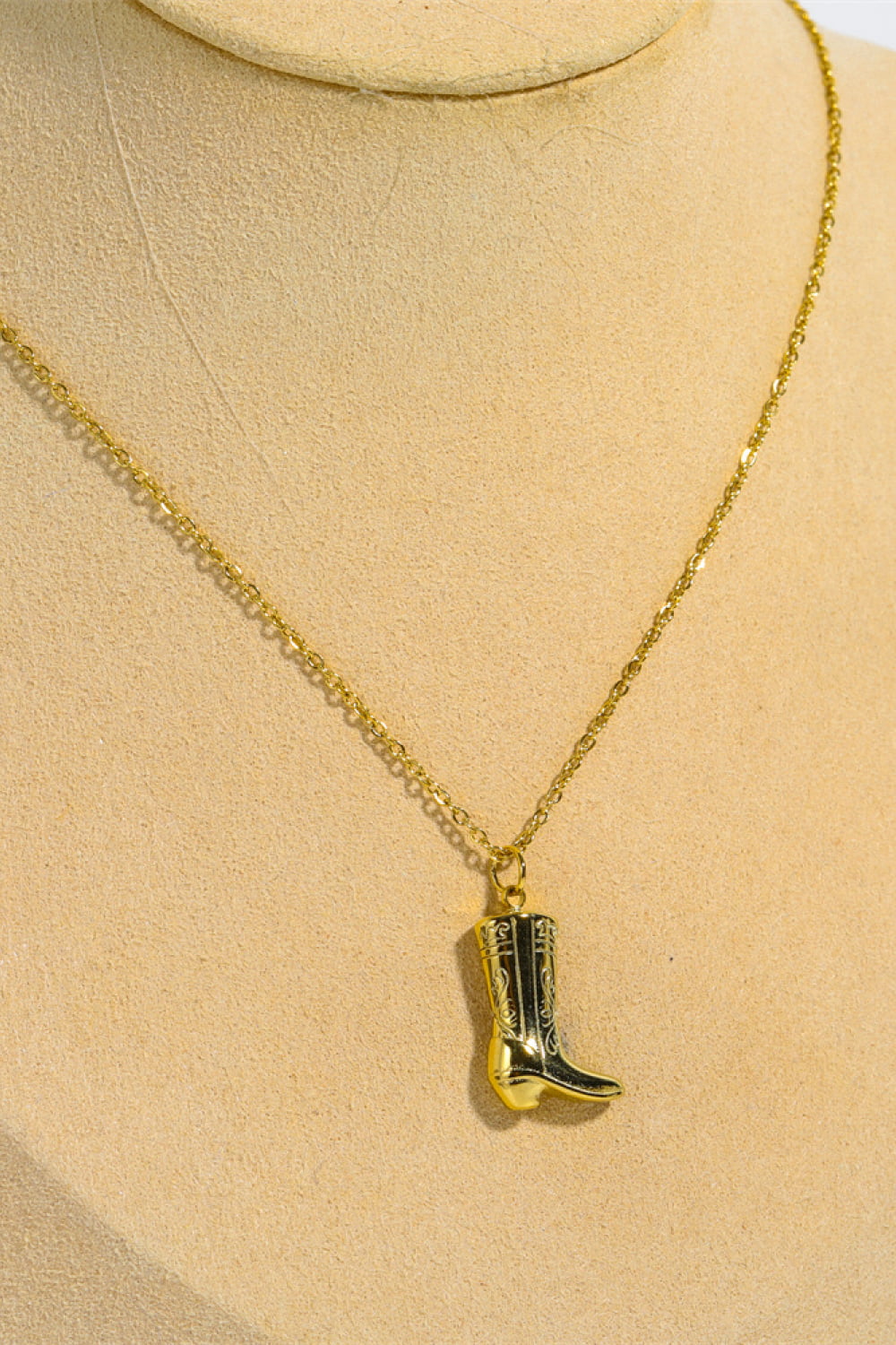 Cowboy Boot Pendant Stainless Steel  gold-plated Necklace