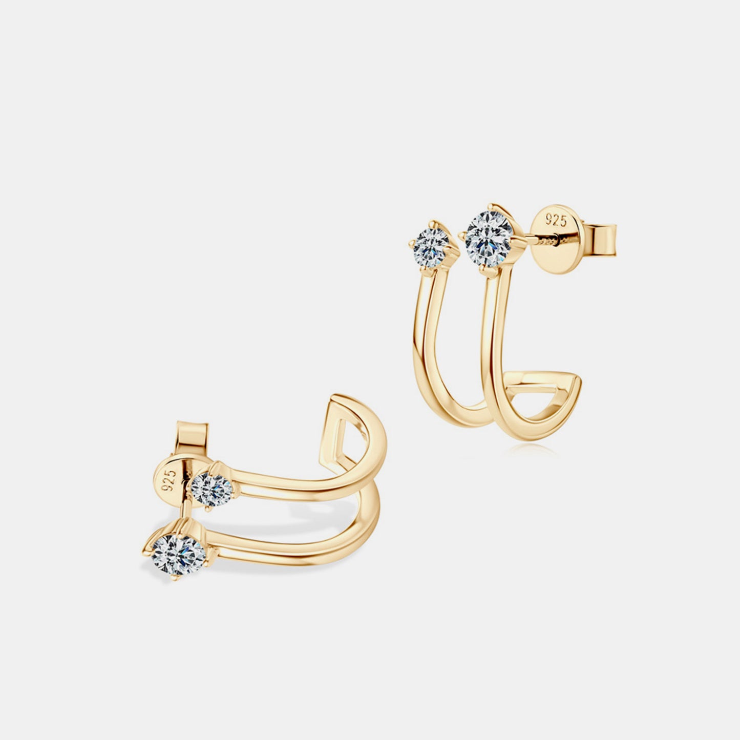 Moissanite Sterling Silver and Gold-plated C-Hoop Earrings