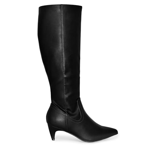 Fashion Kitten Heel Pointed Toe Knee High Boots