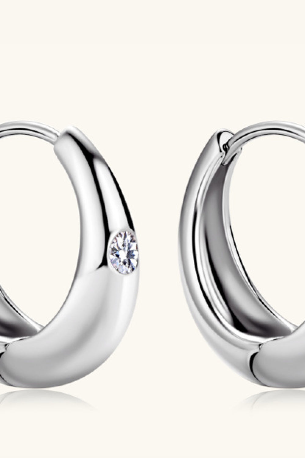 Moissanite Mini Hoop Sterling Silver Earrings