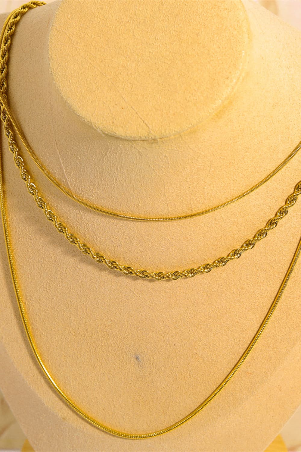 Gold-Plated Stainless Steel Triple Layer Necklace