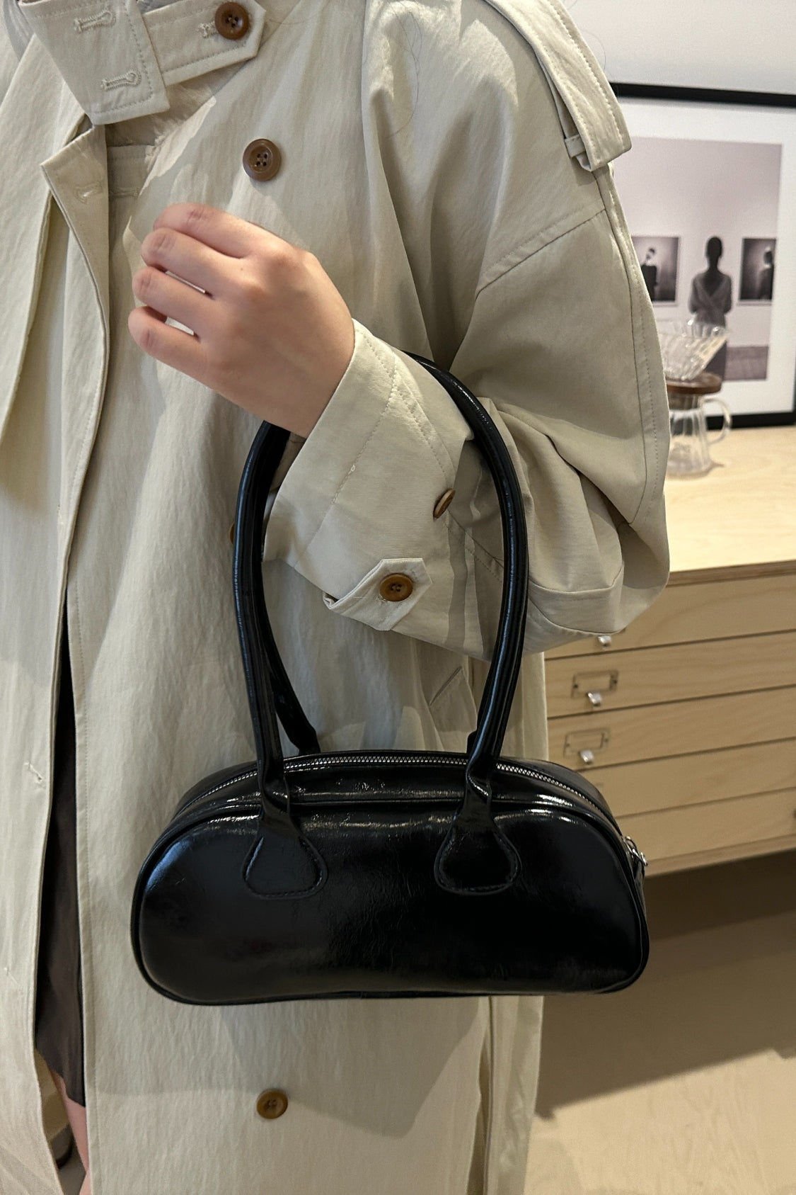 Leather Round Shoulder Bag