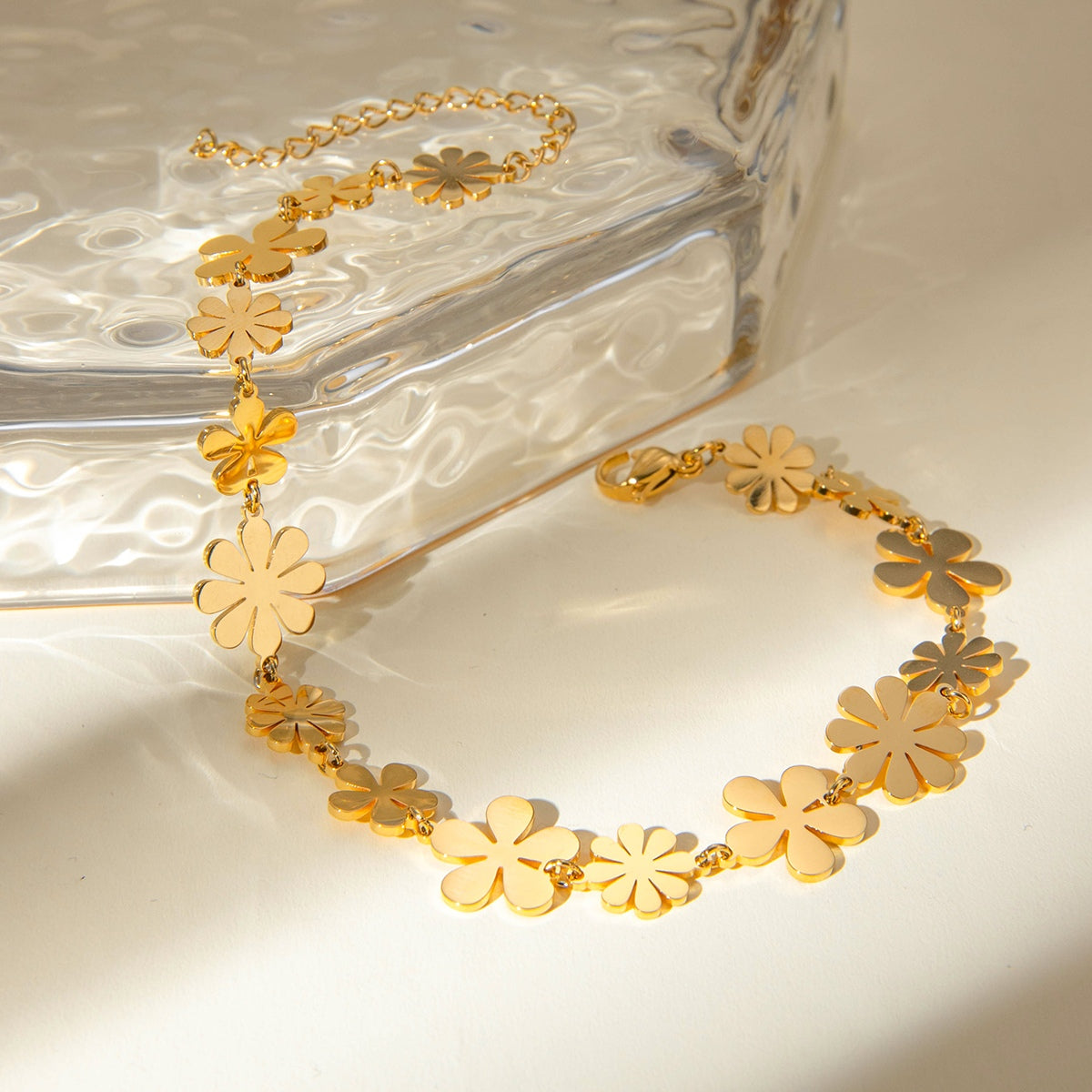 Matching Gold-Plated Flower Bracelet