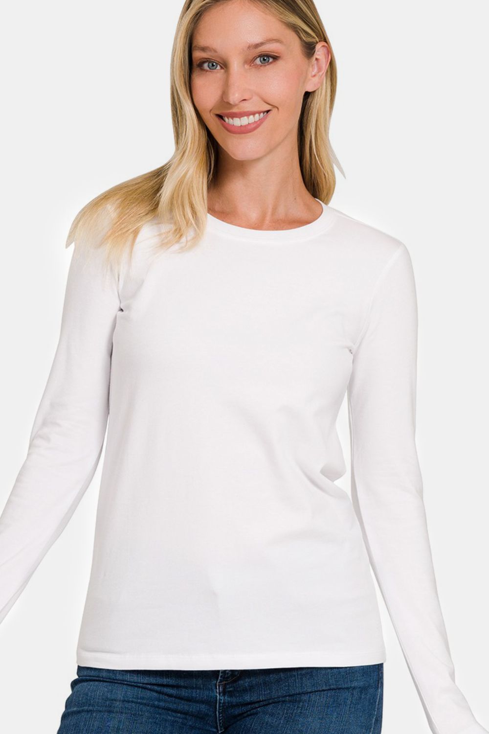 Full Size Solid Color Round Neck Long Sleeve T-Shirt