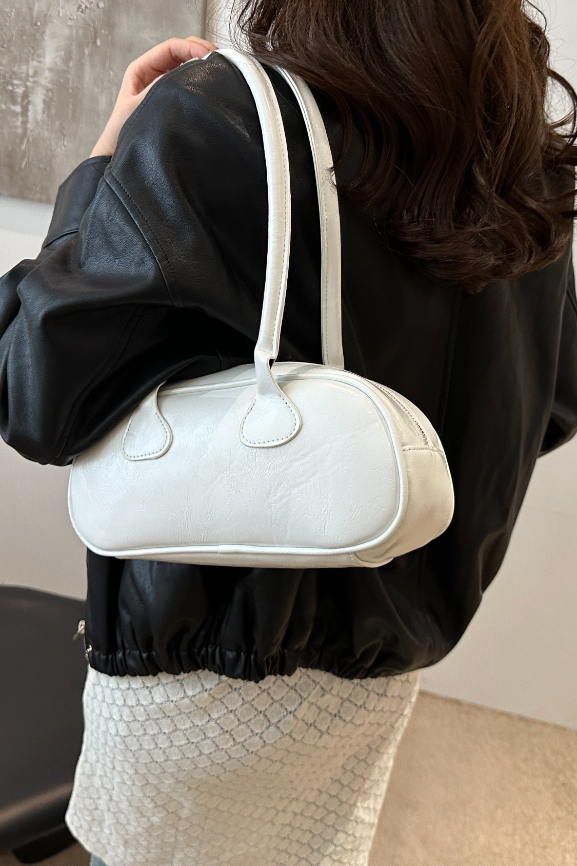 Leather Round Shoulder Bag