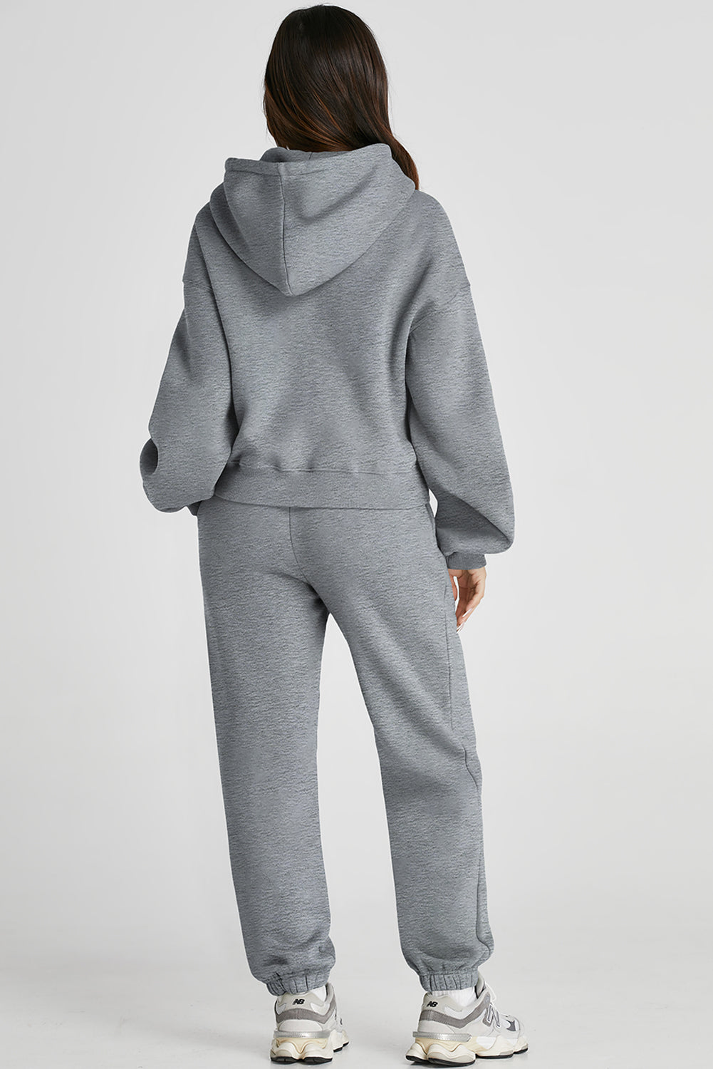 Dropped Shoulder Hooded Top and Pants Active Sweatshirt Set