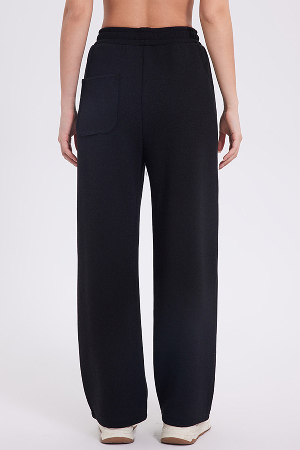 Elastic Waist Straight Leg Pants with Pockets