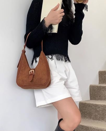 Slouchy Retro Suede Shoulder Bag