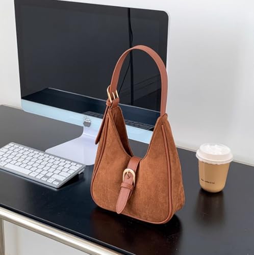 Slouchy Retro Suede Shoulder Bag