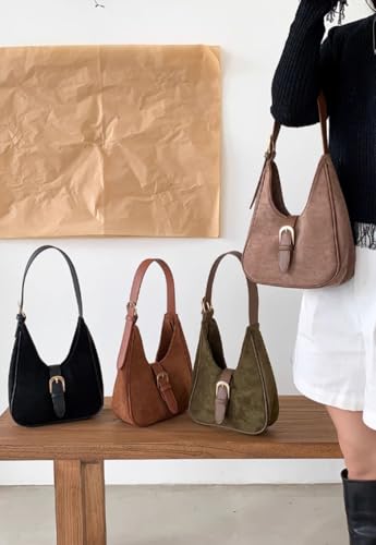 Slouchy Retro Suede Shoulder Bag