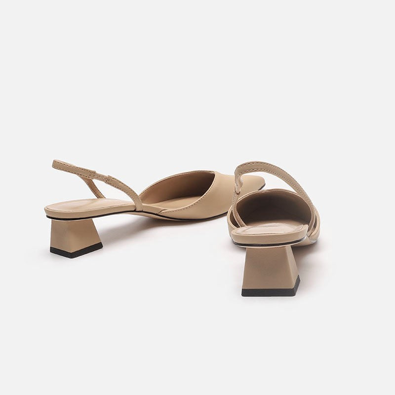 Point Toe Block Kitten Heel Sandals