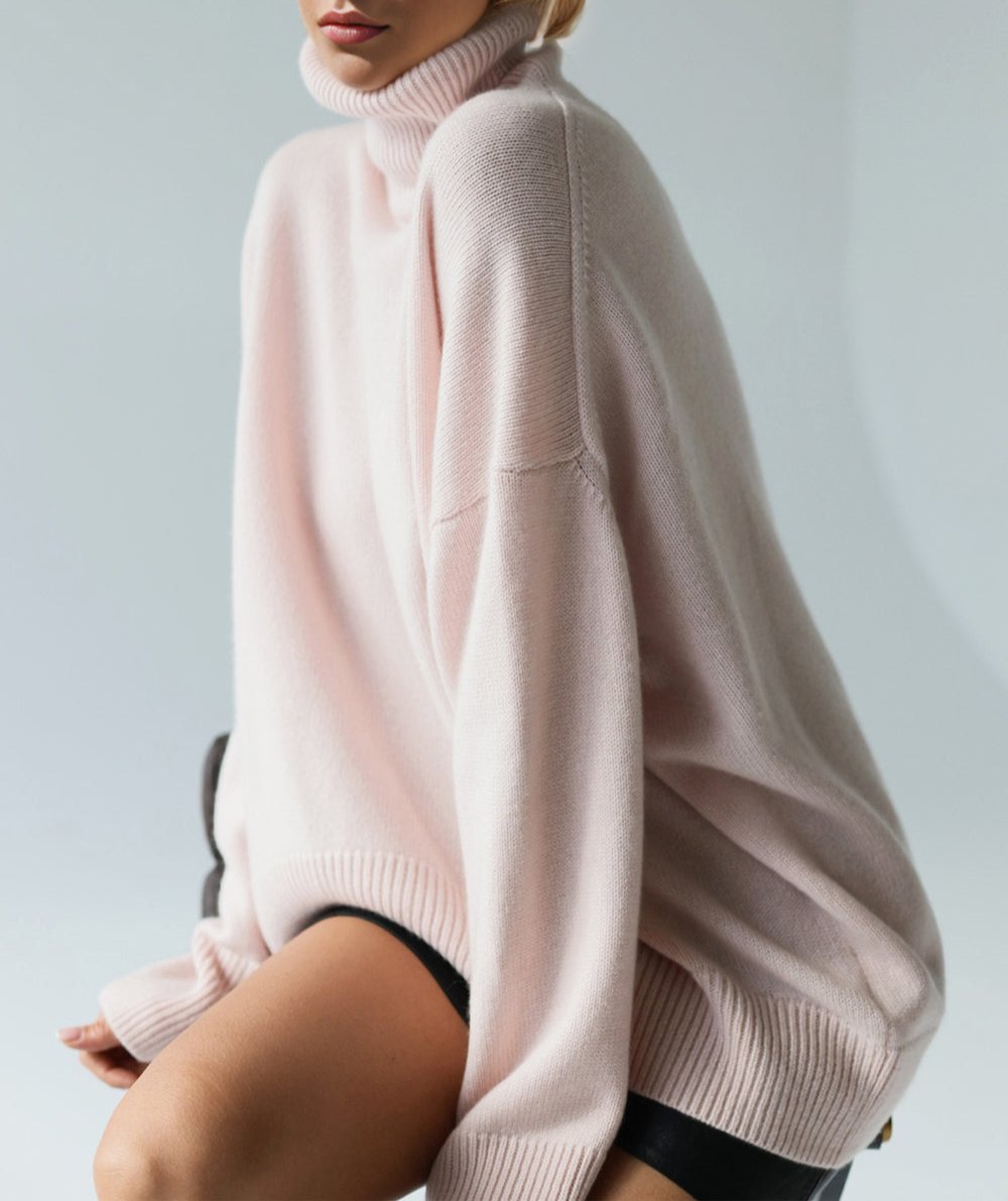 Turtleneck Dropped Shoulder Long Sleeve Sweater ONE SIZE