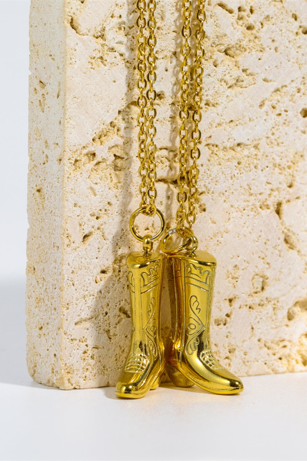 Cowboy Boot Pendant Stainless Steel  gold-plated Necklace