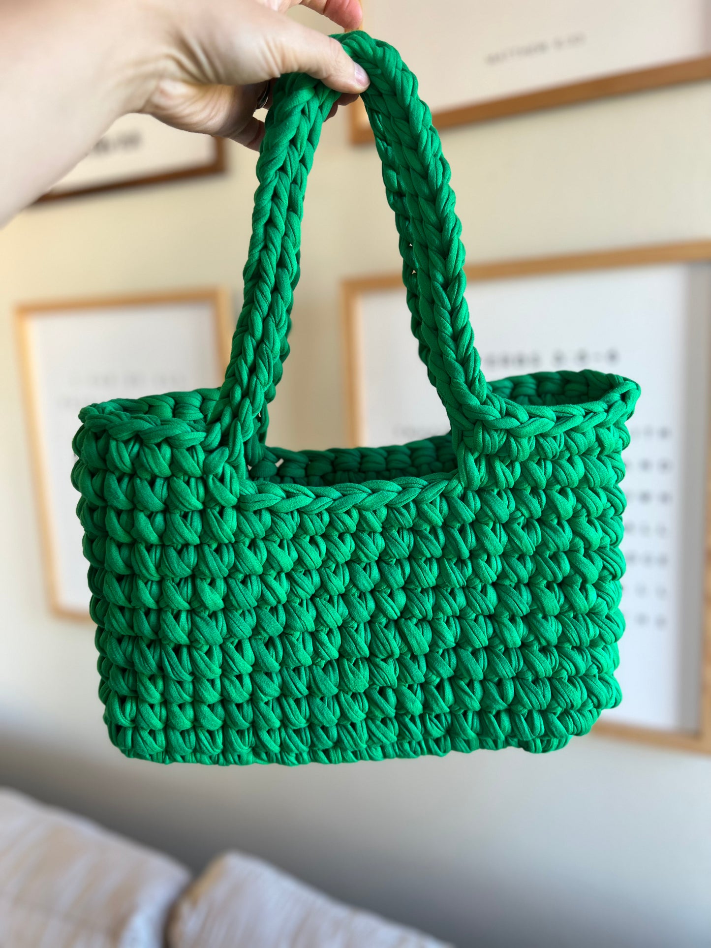 Green Handmade Crochet Fashion Shoulder Bag