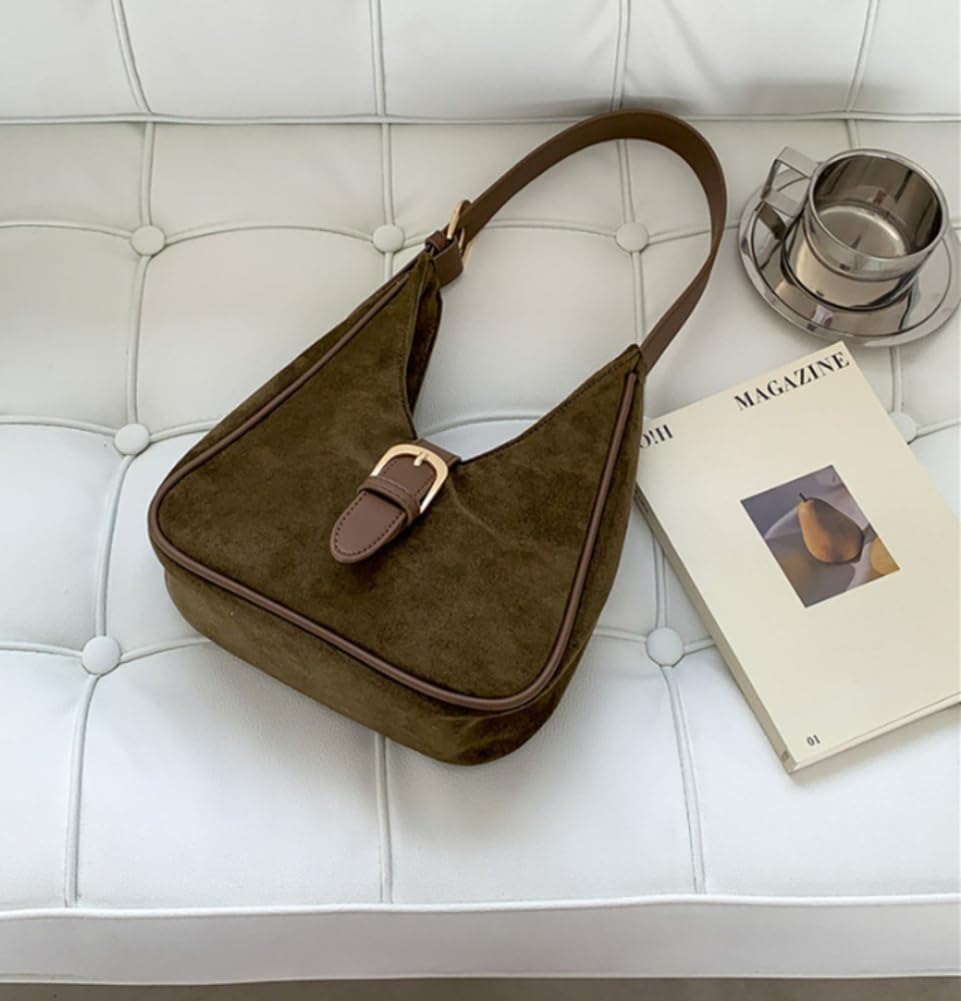 Slouchy Retro Suede Shoulder Bag