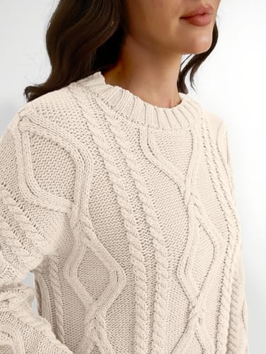 Oversized Cable Knit Crewneck Sweater