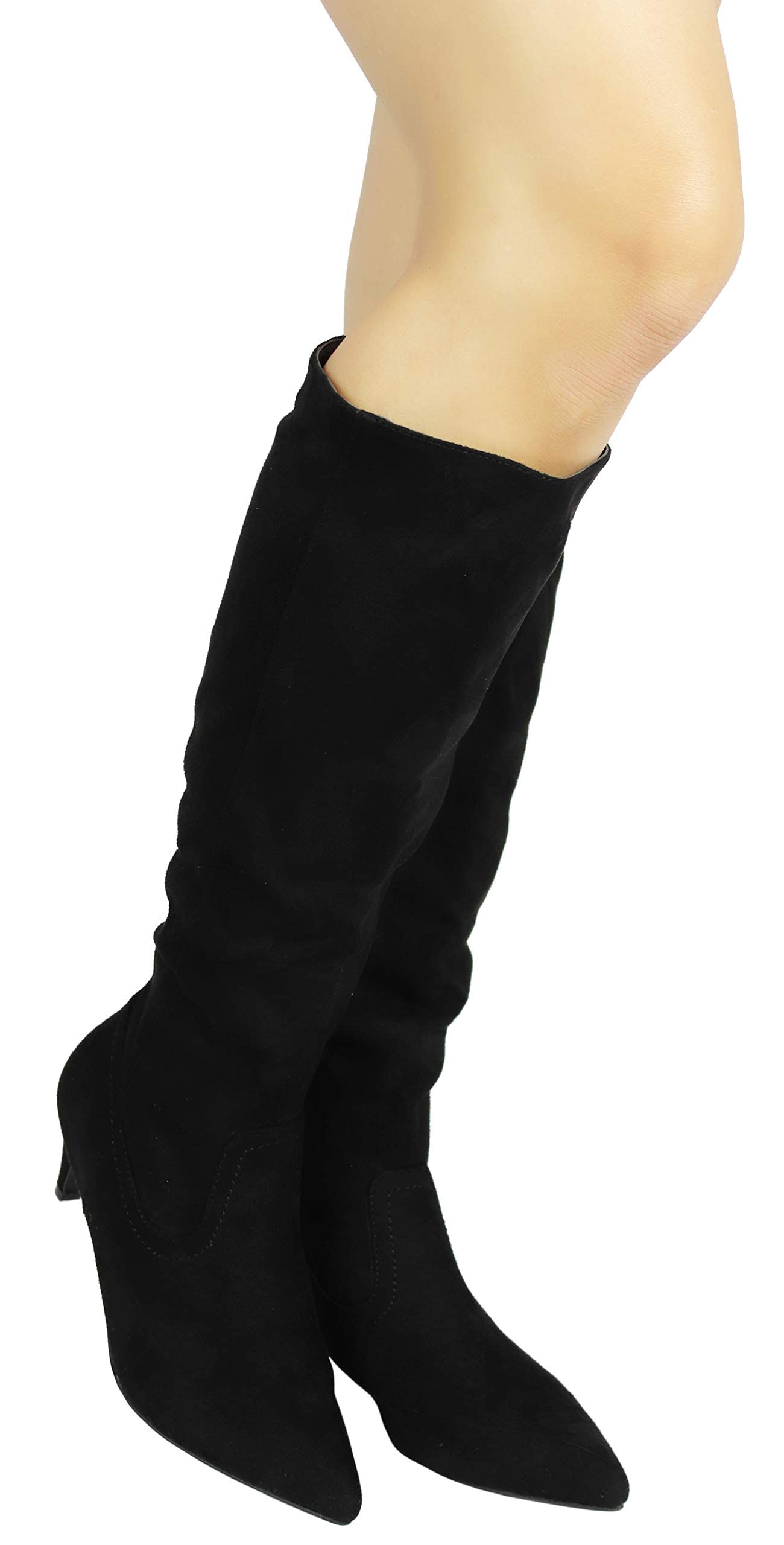 Fashion Kitten Heel Pointed Toe Knee High Boots