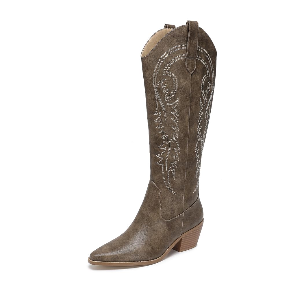 Western Cowgirl Boots Pointed Toe Knee High Boots